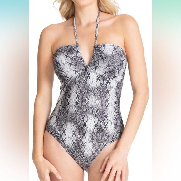 RACHEL Rachel Roy Women's Standard Ruched Halter One Piece - Picture 1 of 10